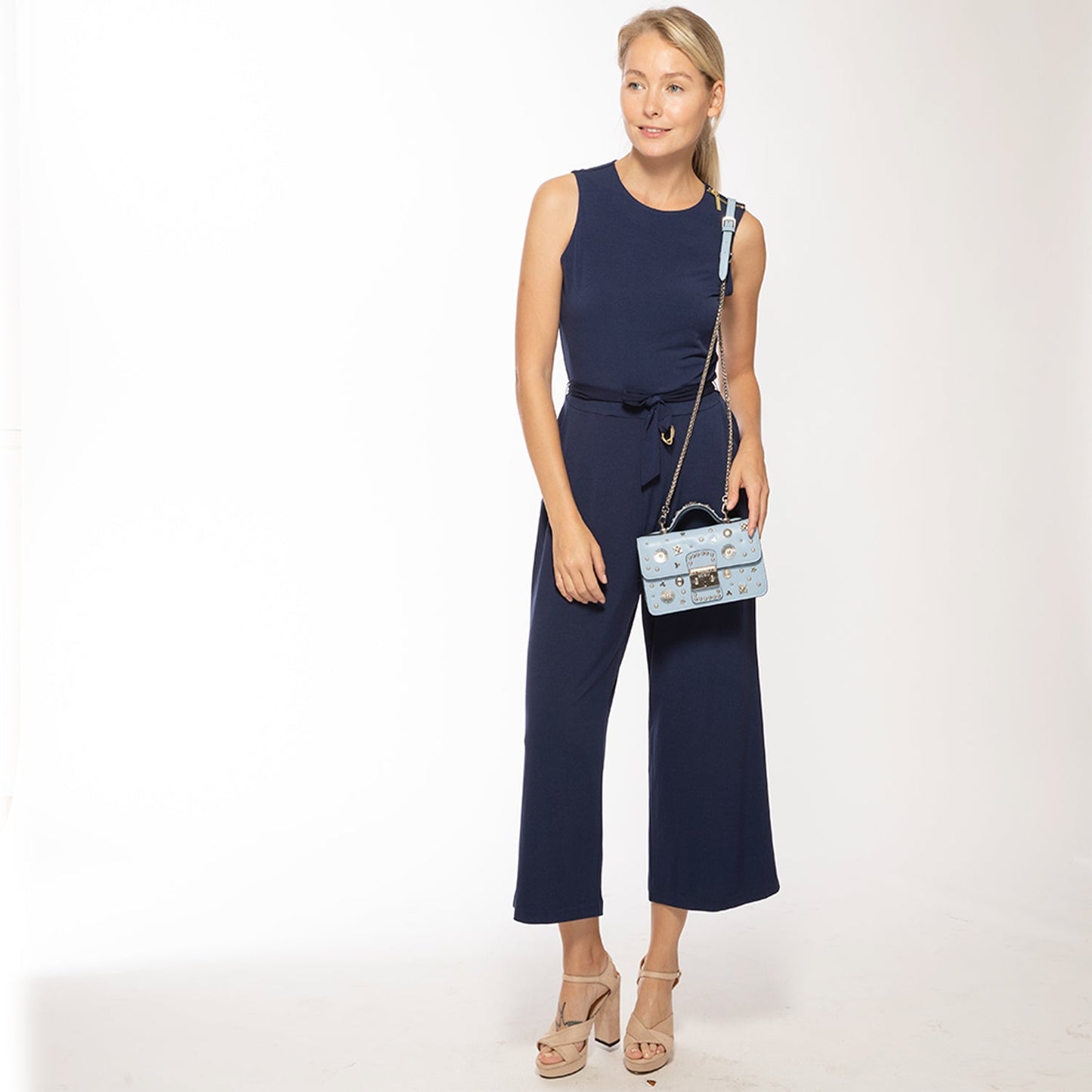 The Hollywood Light Blue Small Leather Bag