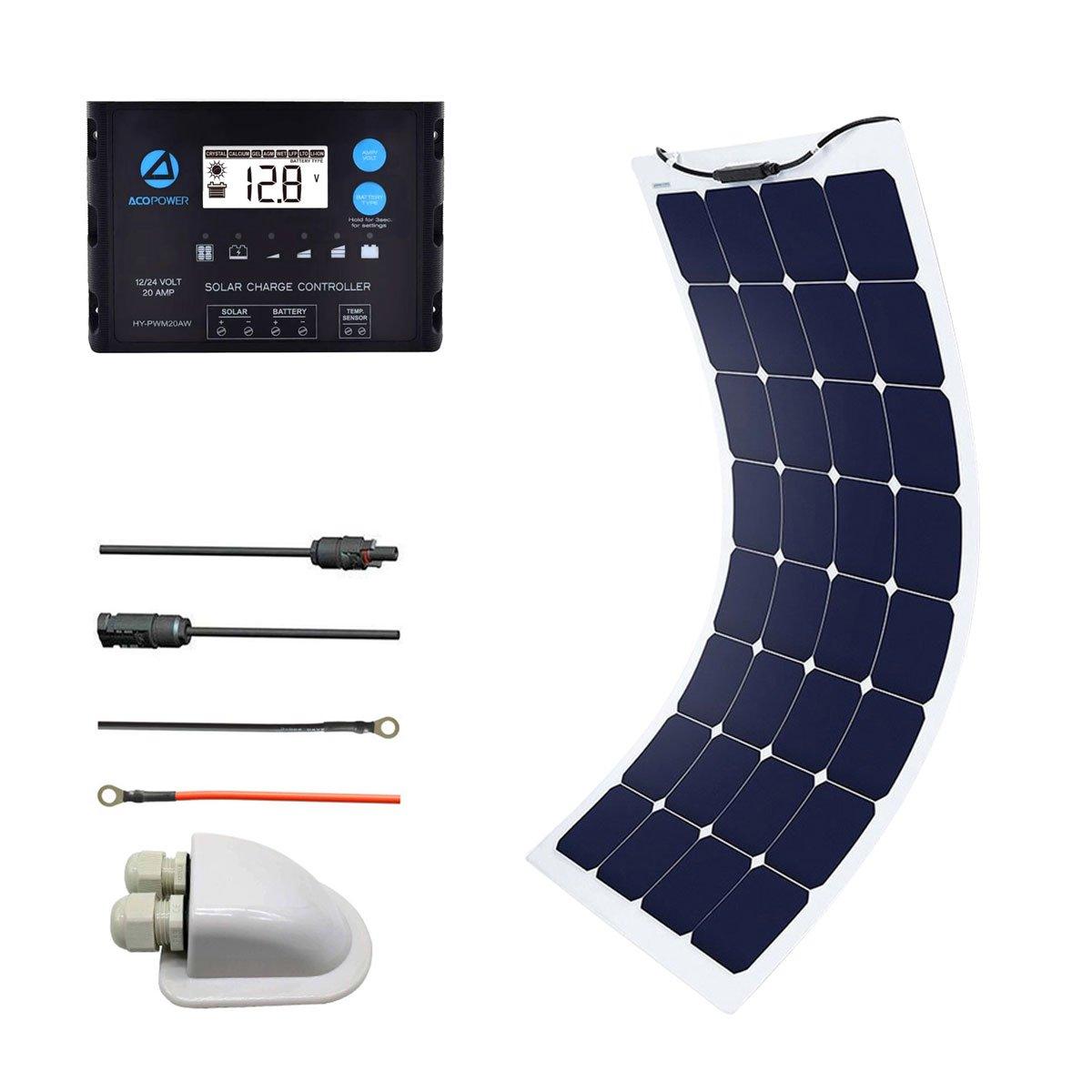 ACOPOWER 110W 12V Flexible Solar Panel Kit w/ 20A PWM Charge Controller - Raee-Industries