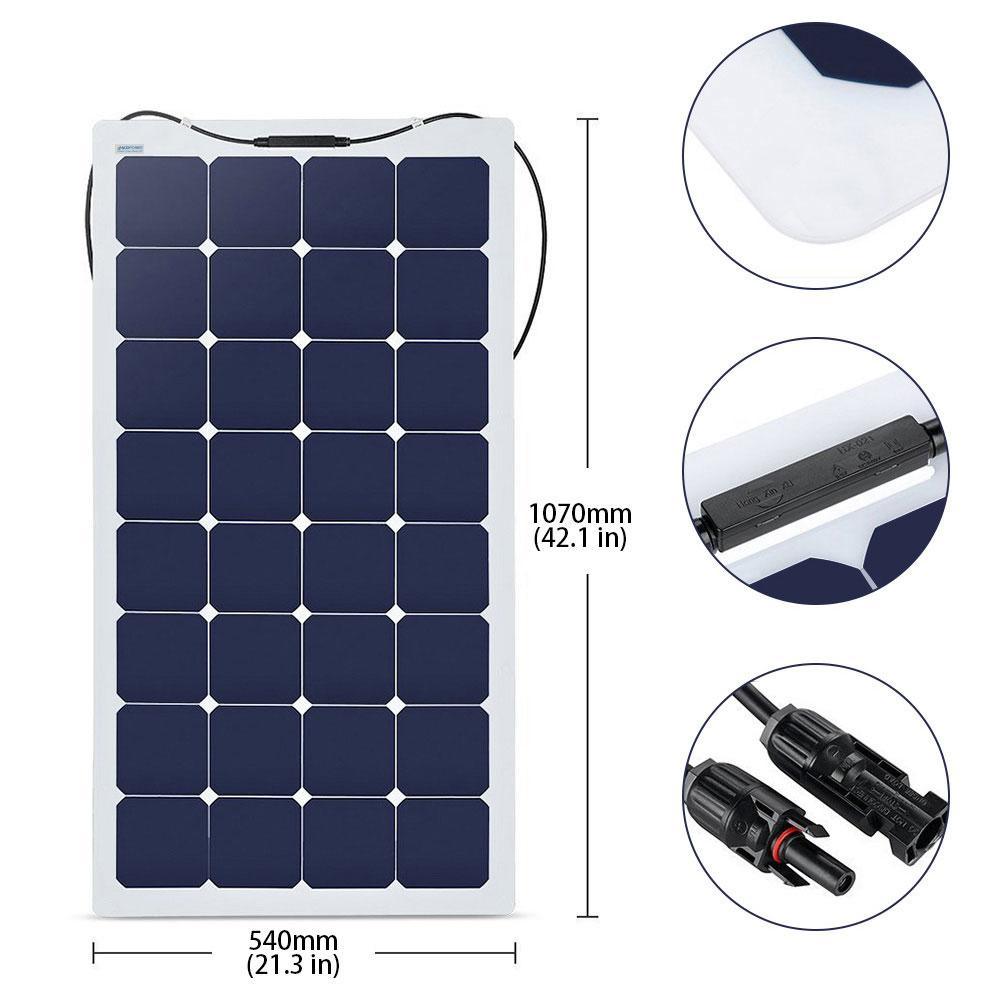 ACOPOWER 110W 12V Flexible Solar Panel Kit w/ 20A PWM Charge Controller - Raee-Industries