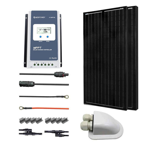 ACOPOWER 12V/24V 200W Mono Solar RV Kits, 30A MPPT Charge Controller (2x100W 30A) - Raee-Industries