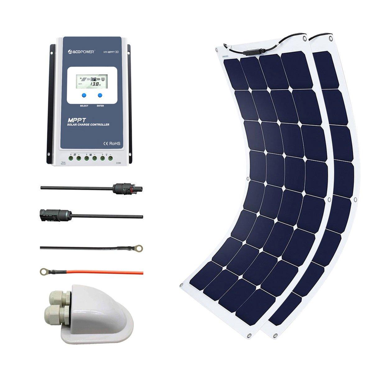 ACOPOWER 220Watts Flexible Solar RV Kit w/ 30A MPPT LCD Charge Controller - Raee-Industries