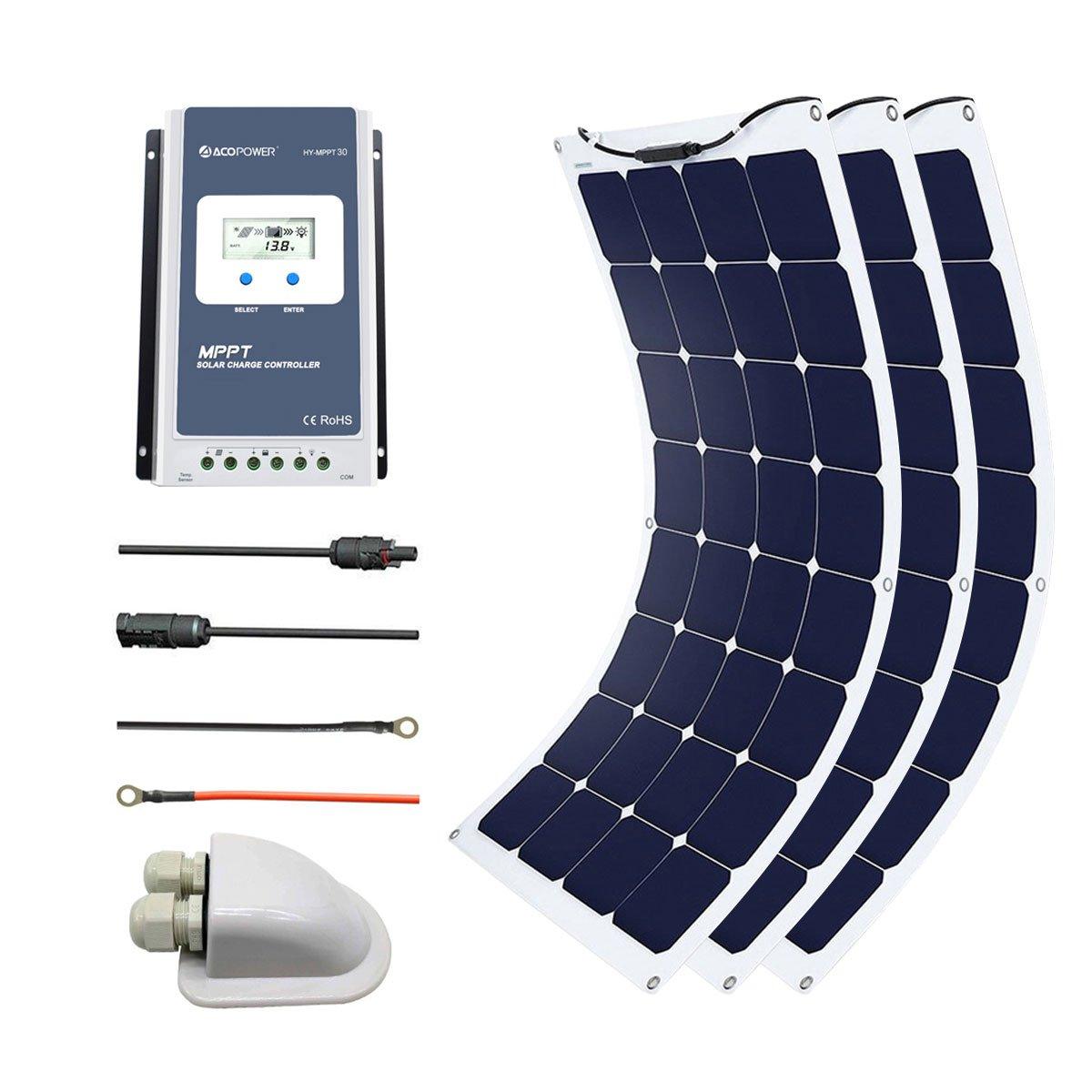 ACOPOWER 330Watts Flexible Solar RV Kit , 30A MPPT Charge Controller - Raee-Industries