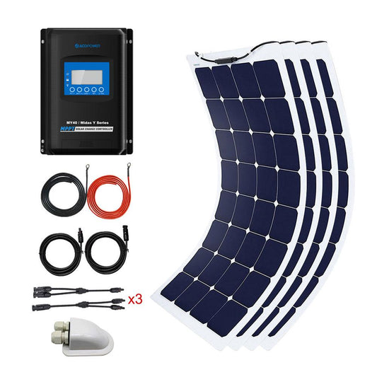 ACOPOWER 440Watts Flexible Solar RV Kit w/ 40A Waterproof Charge Controller