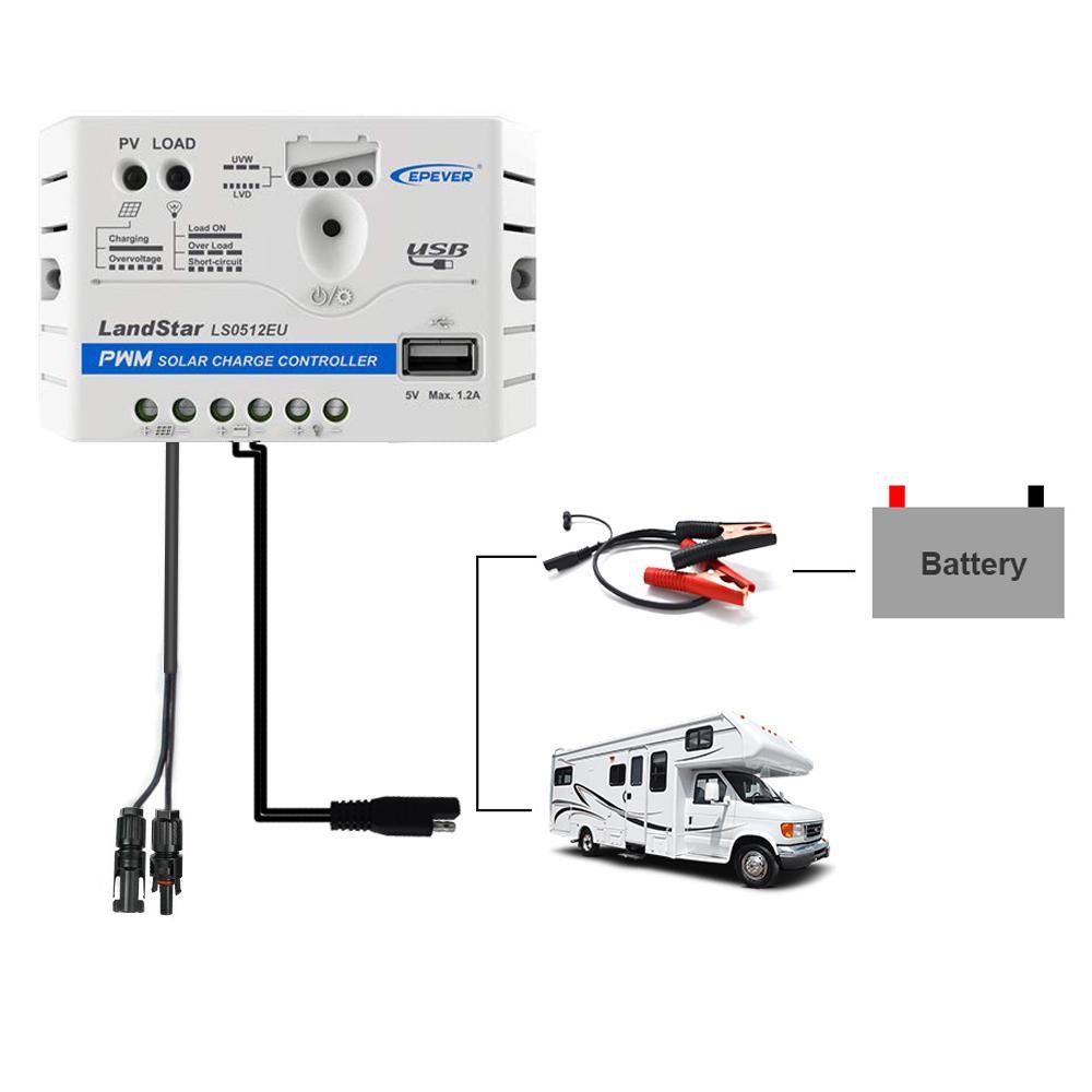 ACOPOWER 50W 12V Solar Charger Kit, 5A Charge Controller with Alligator Clips - Raee-Industries