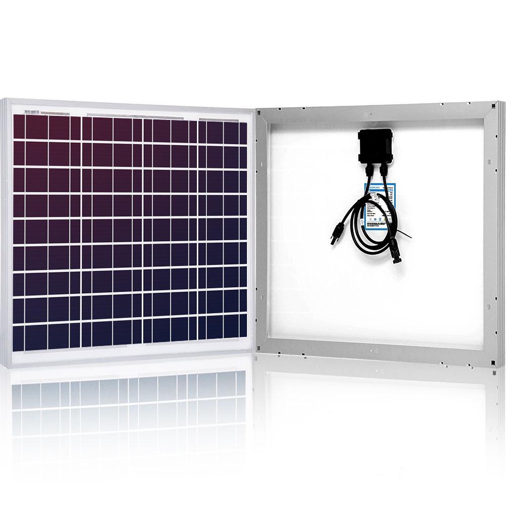 ACOPOWER 50W 12V Solar Charger Kit, 5A Charge Controller with Alligator Clips - Raee-Industries