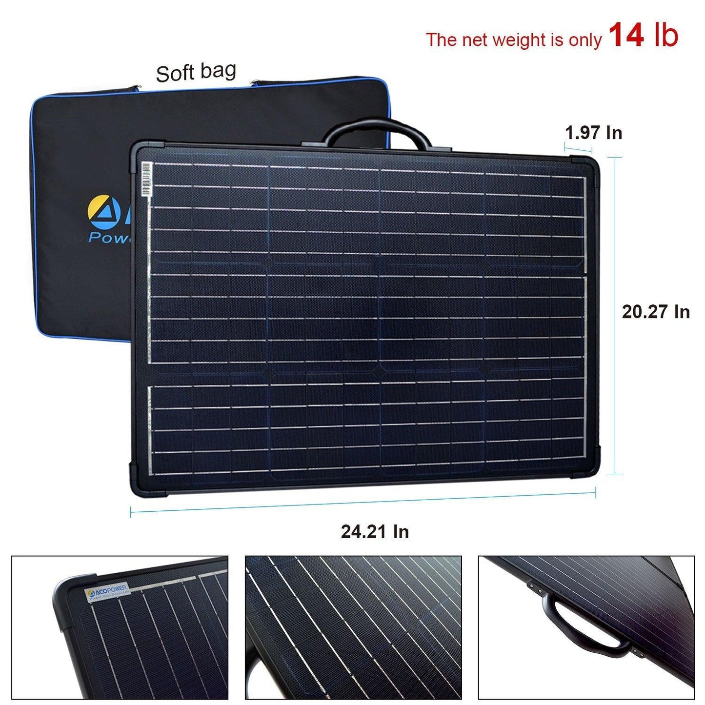 ACOPower Plk 120W Portable Solar Panel Kit, Lightweight Briefcase with 20A Charge Controller - Raee-Industries