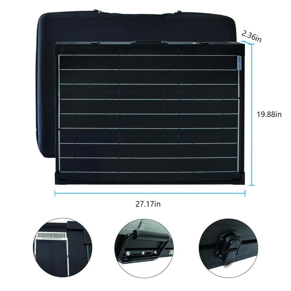 ACOPower 100w 12v Portable Solar Panel kit, Foldable Mono Suitcase, proteusX Waterproof 20A Charge Controller - Raee-Industries