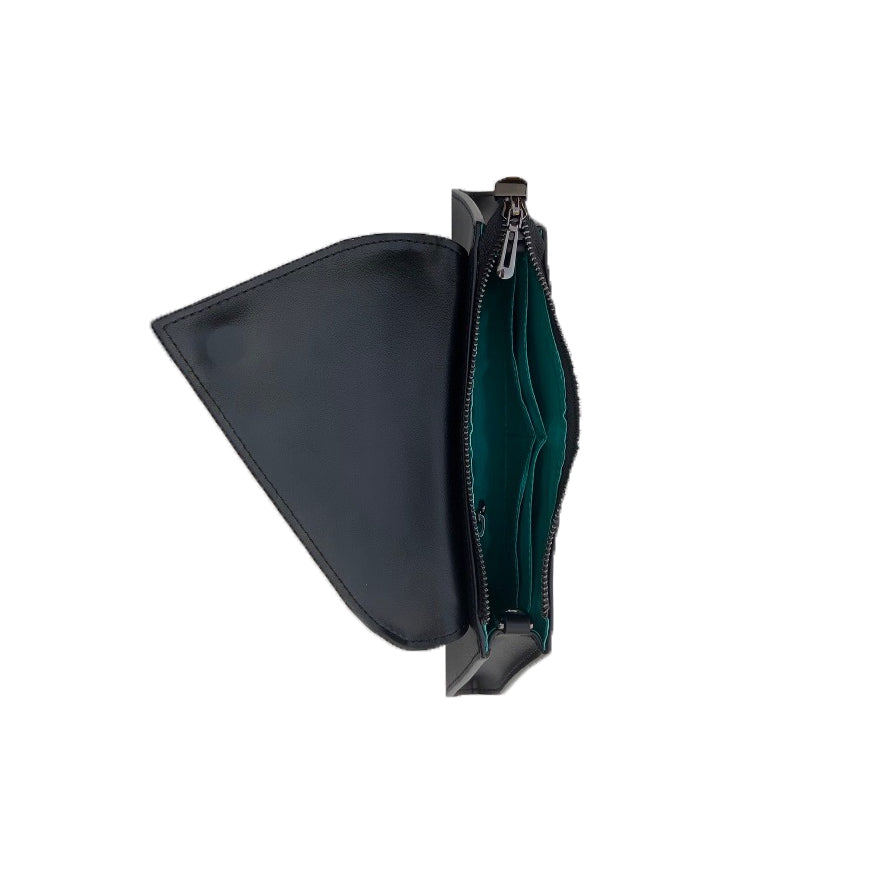 Angelica Leather Clutch Black Snakeskin