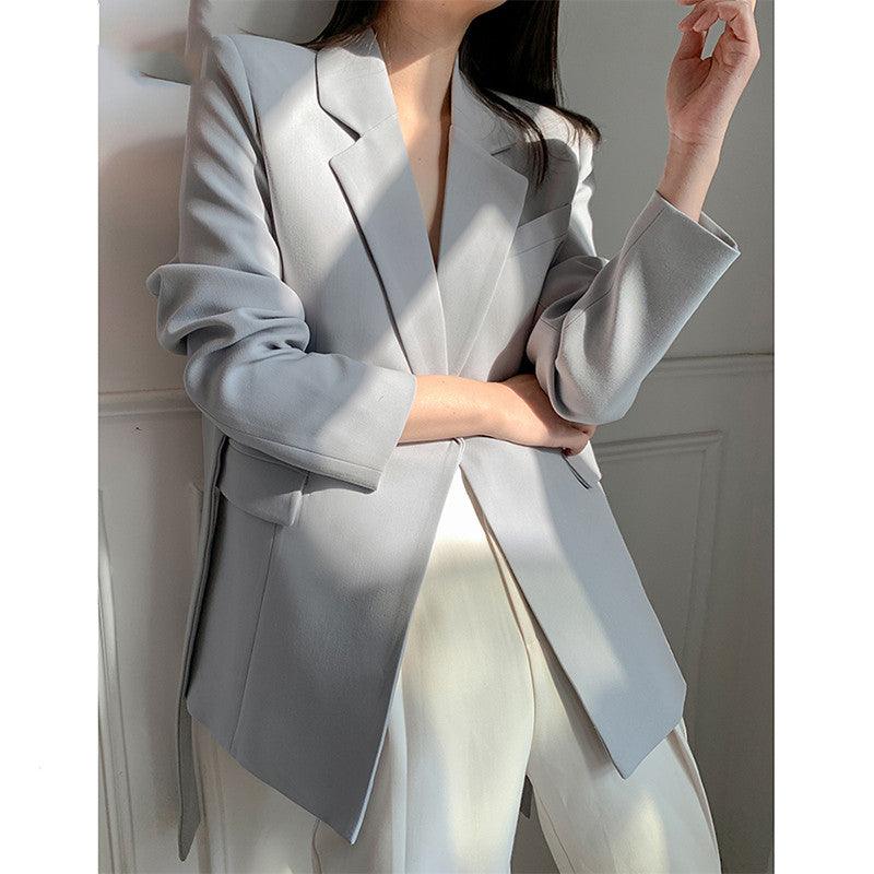 Blue-gray High Sense Of Loose Korean Temperament Suit Jacket Women - Raee-Industries