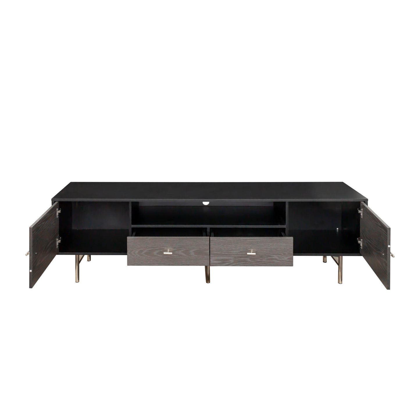 TV Stand Modern Wood Media Entertainment Center Console Table  with 2 Doors,2 drawers  and 2 Open Shelves