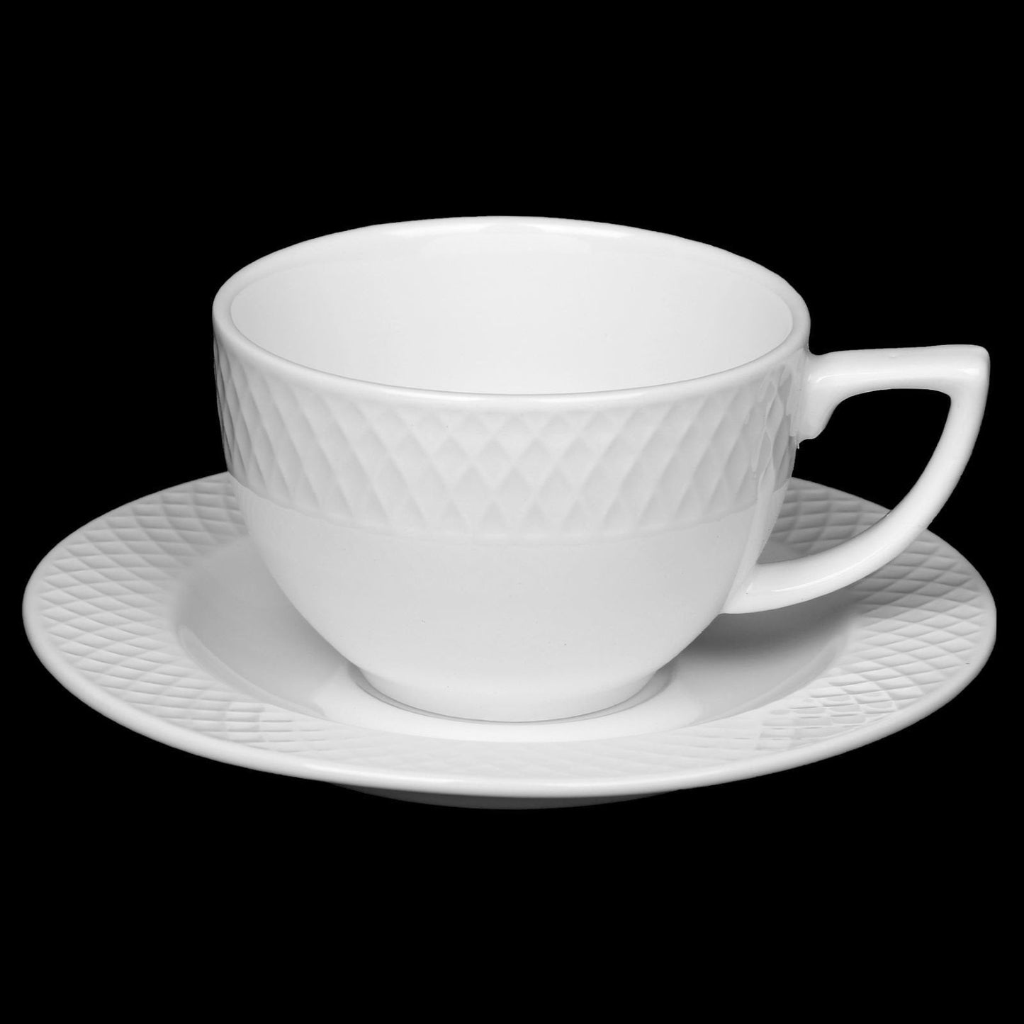 White 6 Oz Cappuccino Cup & 5.5" inch Saucer Set Of 6 In Gift Box