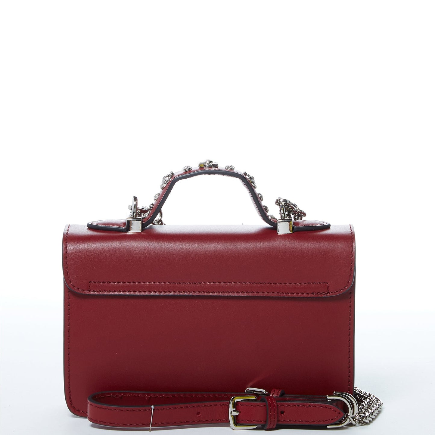 The Hollywood Studded Leather Crossbody Bag Burgundy