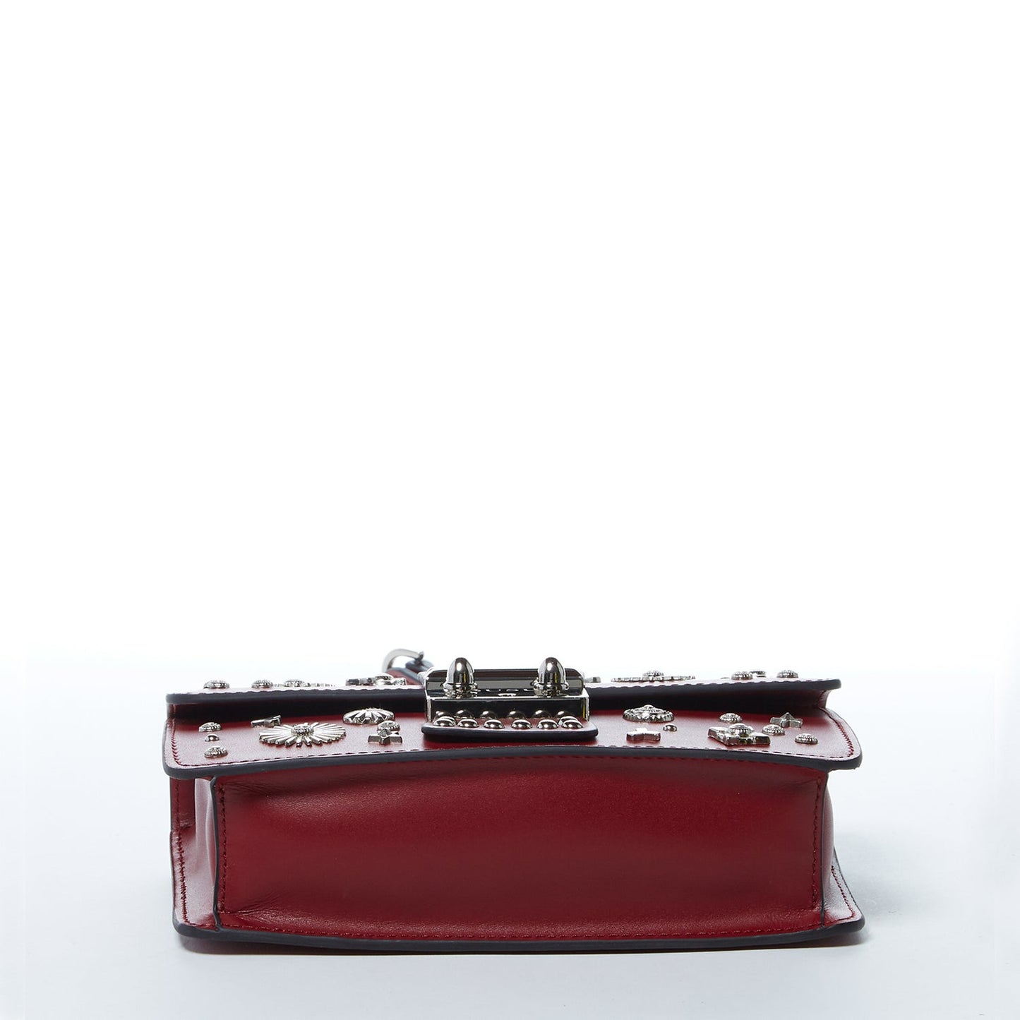 The Hollywood Studded Leather Crossbody Bag Burgundy