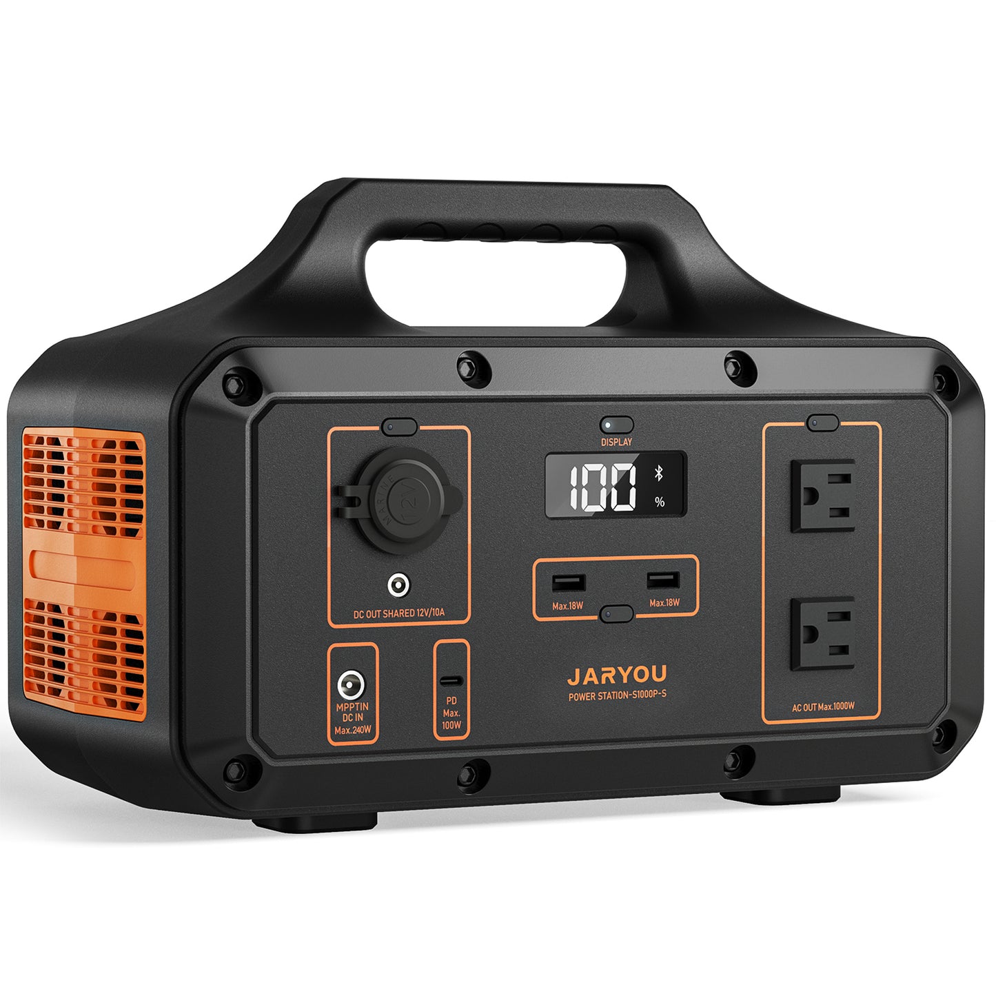 Portable Power Station Jaryou S1000P-S,1021Wh Solar Generator(Peak 2000W),276000 mAh Ternary Lithium Battery,With 2x110V/1000W AC Outlets,240W DC Input, PD100W Port For Outdoor Camping,Home Emergency