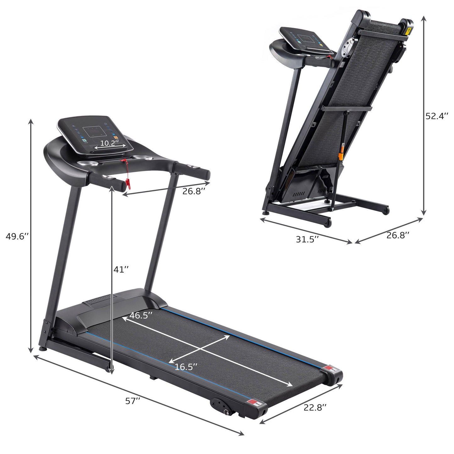 Electric Motorized Treadmill with Audio Speakers, Max. 10 MPH and Incline for Home Gym