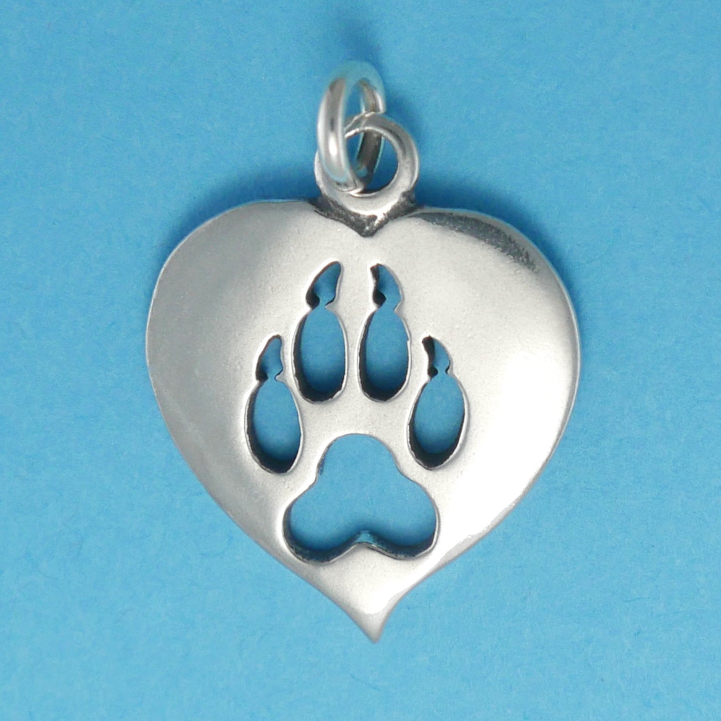 Dog Paw Print Heart Charm