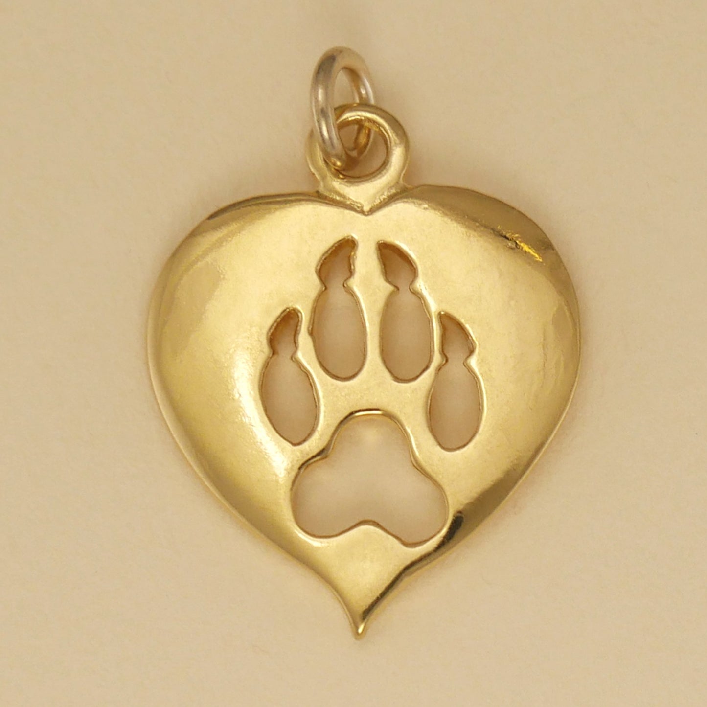 Dog Paw Print Heart Charm