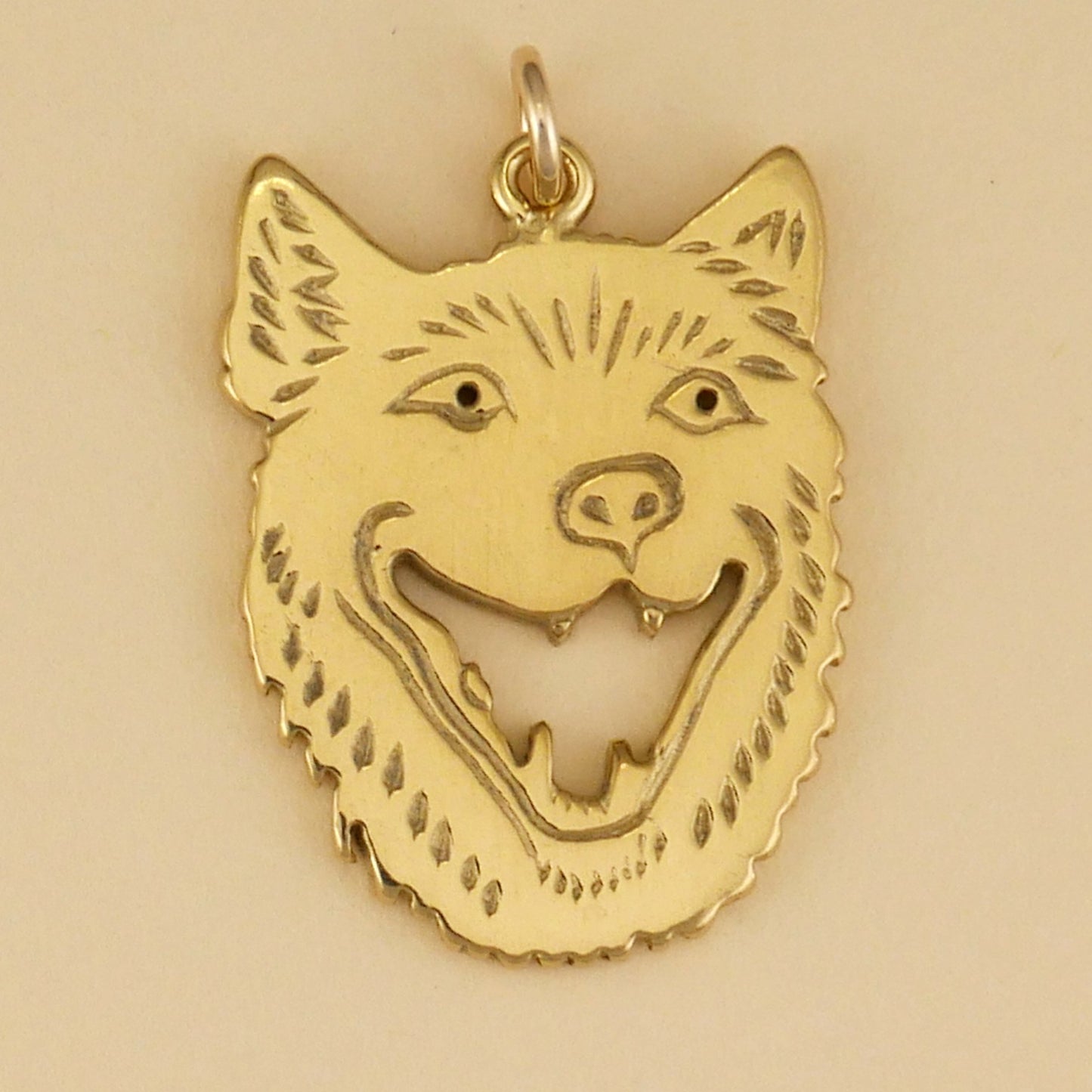 Laughing Wolf Head Pendant