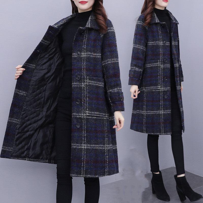 Women's New Plus Size Plus Cotton Padded Woolen Coat - Raee-Industries