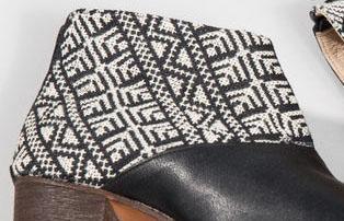 Tatreez Ankle Boot - Black and Ecru - Raee-Industries