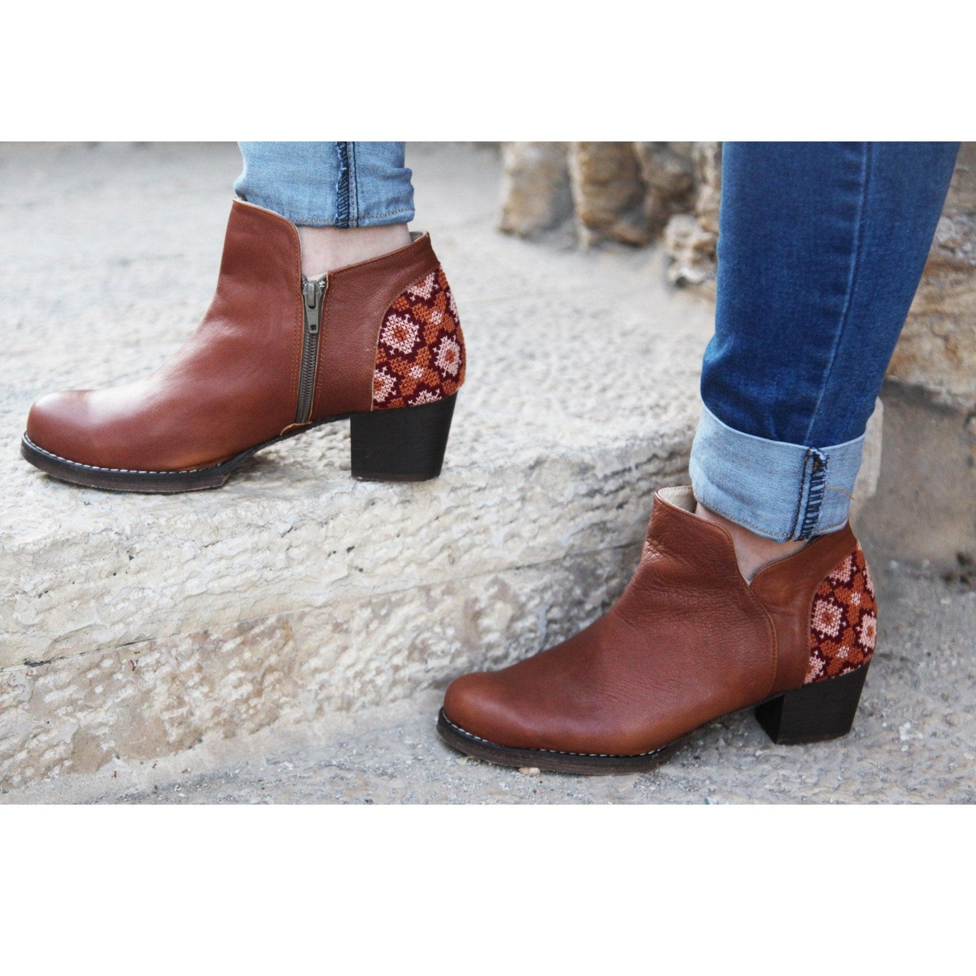 Flowers Ankle Boot - Brown - Raee-Industries