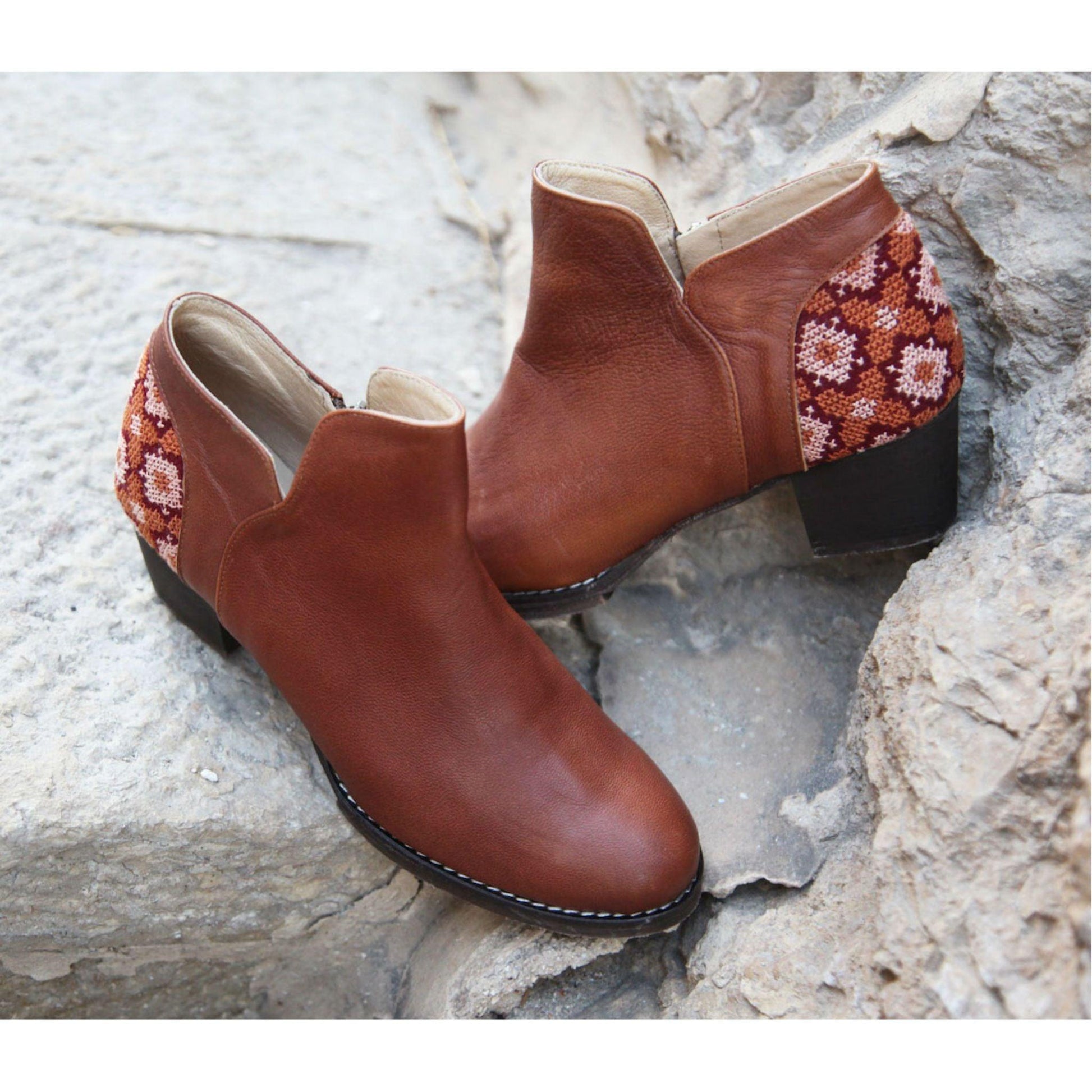 Flowers Ankle Boot - Brown - Raee-Industries