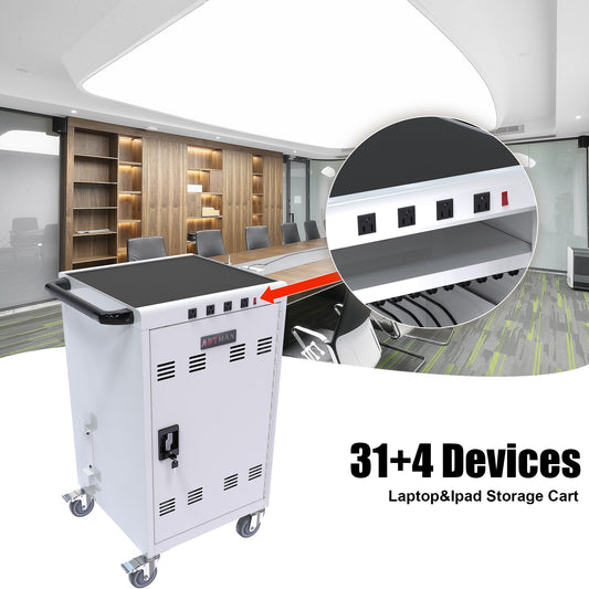 Mobile Charging Cart and Cabinet for Tablets Laptops 31+4-Device