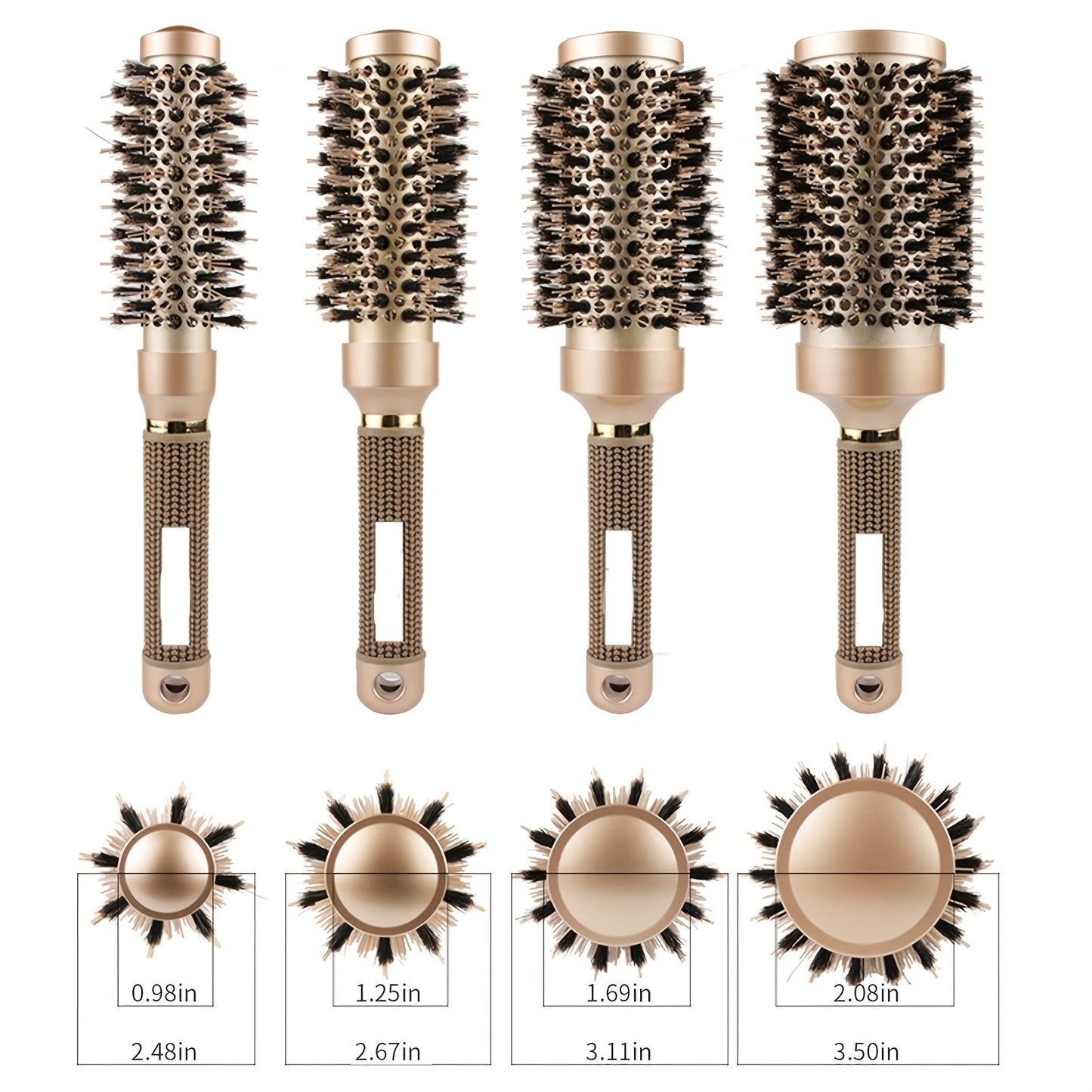 Round Brush For Blow Drying; Nano Thermal Ceramic & Ionic Tech Hair Brush With Boar Bristles; Professional Round Barrel Brush For Styling; Curling And Straightening