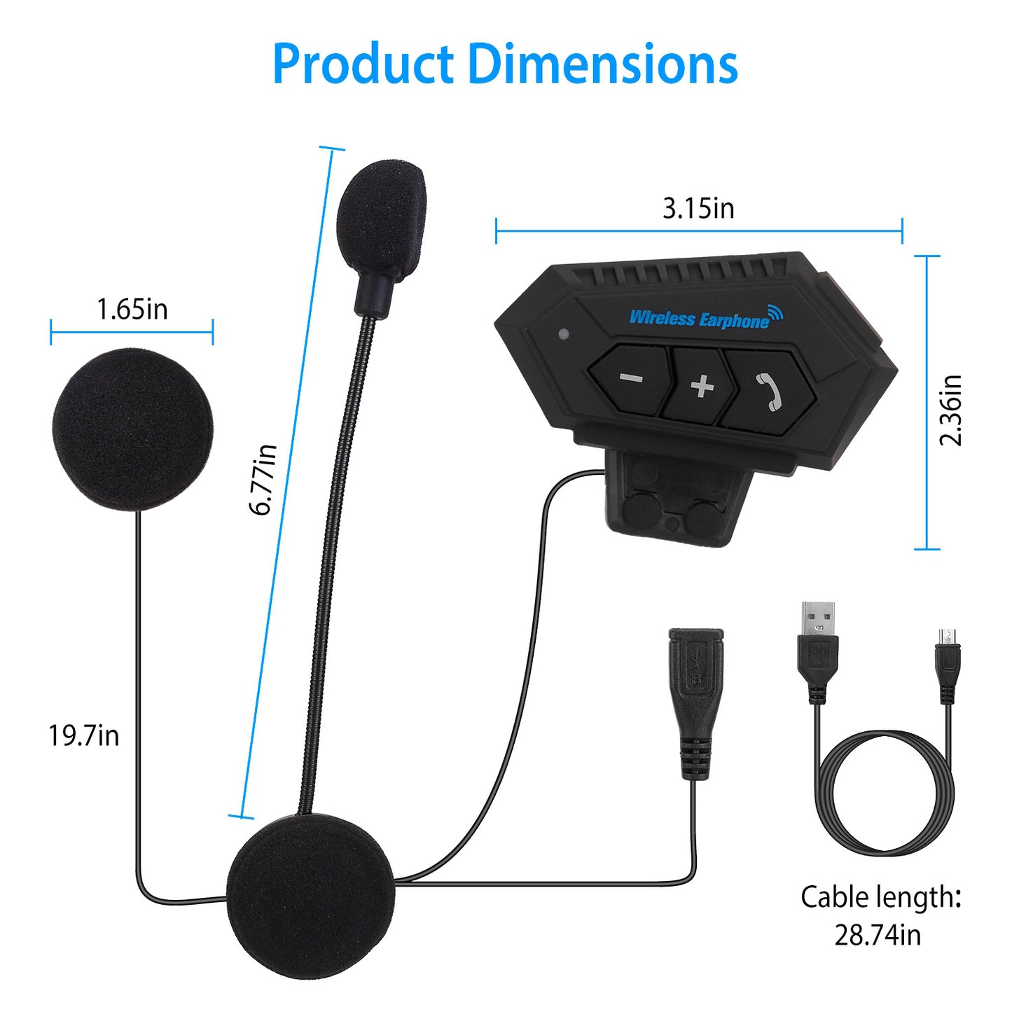 Wireless Headset Speaker Motorcycle Helmet Motorbike Headphone