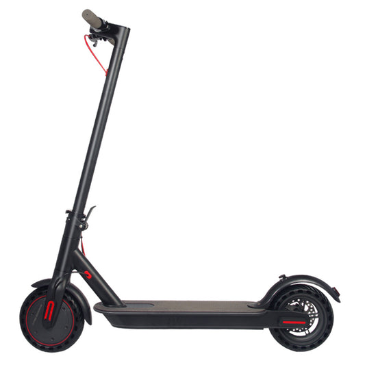 Raee WHOSU J03 PRO Electric Scooter featuring 8.5-inch tires, up to 17/22 miles range, a powerful 350W motor, and a top speed of 19 MPH. Portable, folding design for commuting adults with a double braking system and a dedicated app for enhanced control and monitoring.