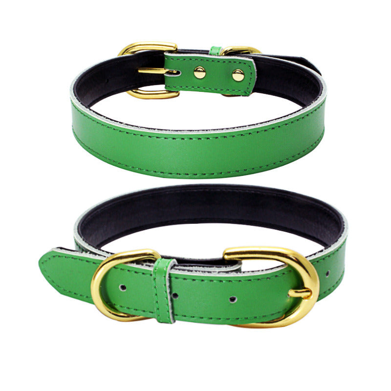 Genuine Leather Dog Collar; Wide Dog Collar; Soft Padded Breathable Adjustable Tactical Waterproof Pet Collar