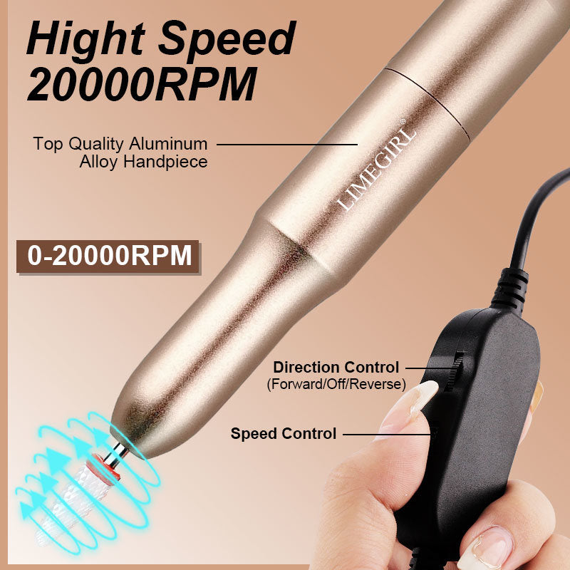 Electric Nail Drill Machine For Manicure Pedicure With Ceramic Nail Drill Bit Set 20000RPM Nail Polish Pen Salon Tool