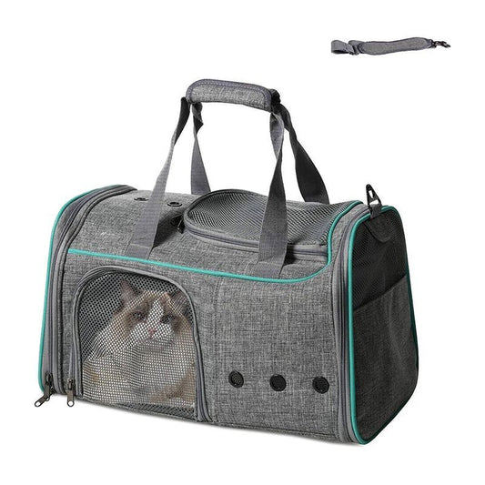 Foldable Airline Travel Pet Carrier Bag with Safety Strap
