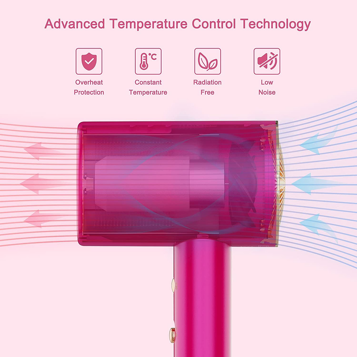 Water Ionic Hair Dryer; 1800W Blow Dryer With Magnetic Nozzle 2 Speed And 3 Heat Settings Powerful Low Noise Fast Drying Travel Hair Dryer For Home Travel