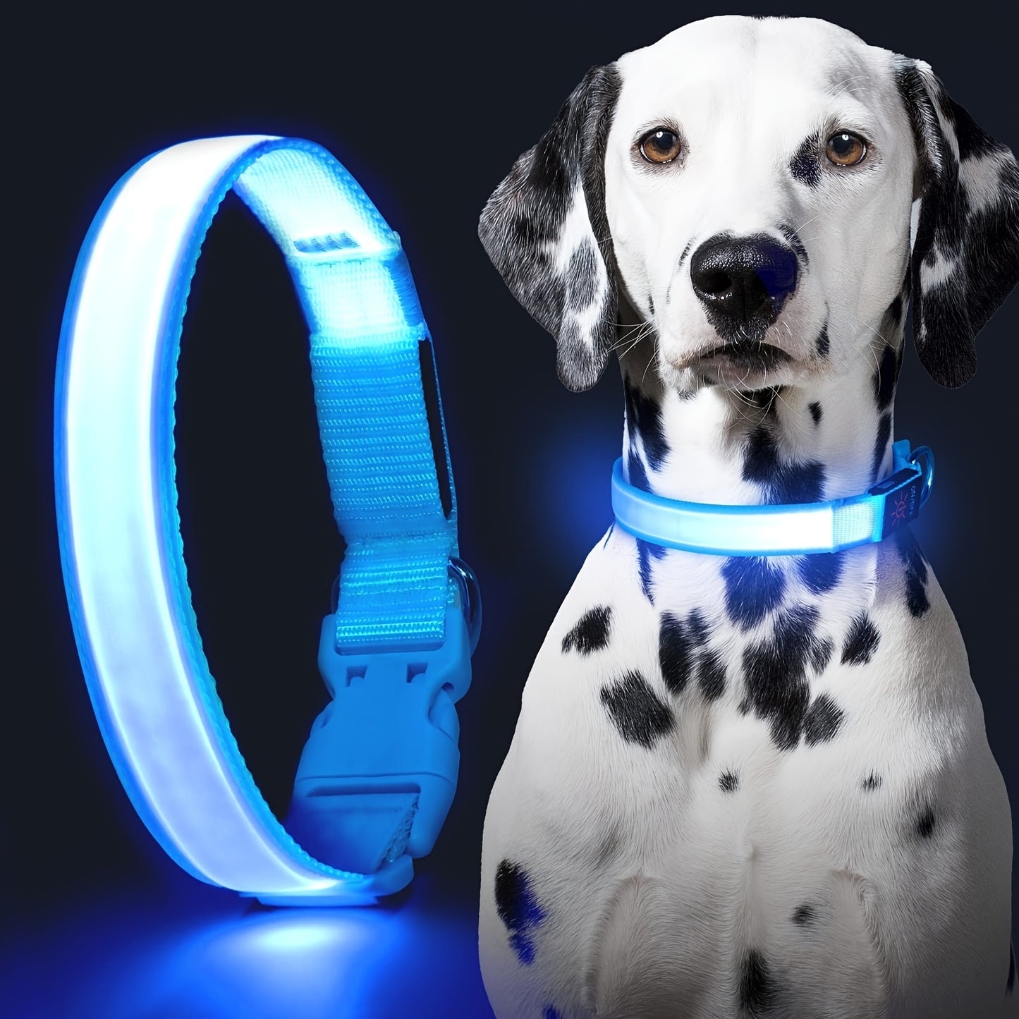 Solar And USB Rechargeable Light Up Pet Collar Waterproof LED Dog & Cat Collars For Night Walking