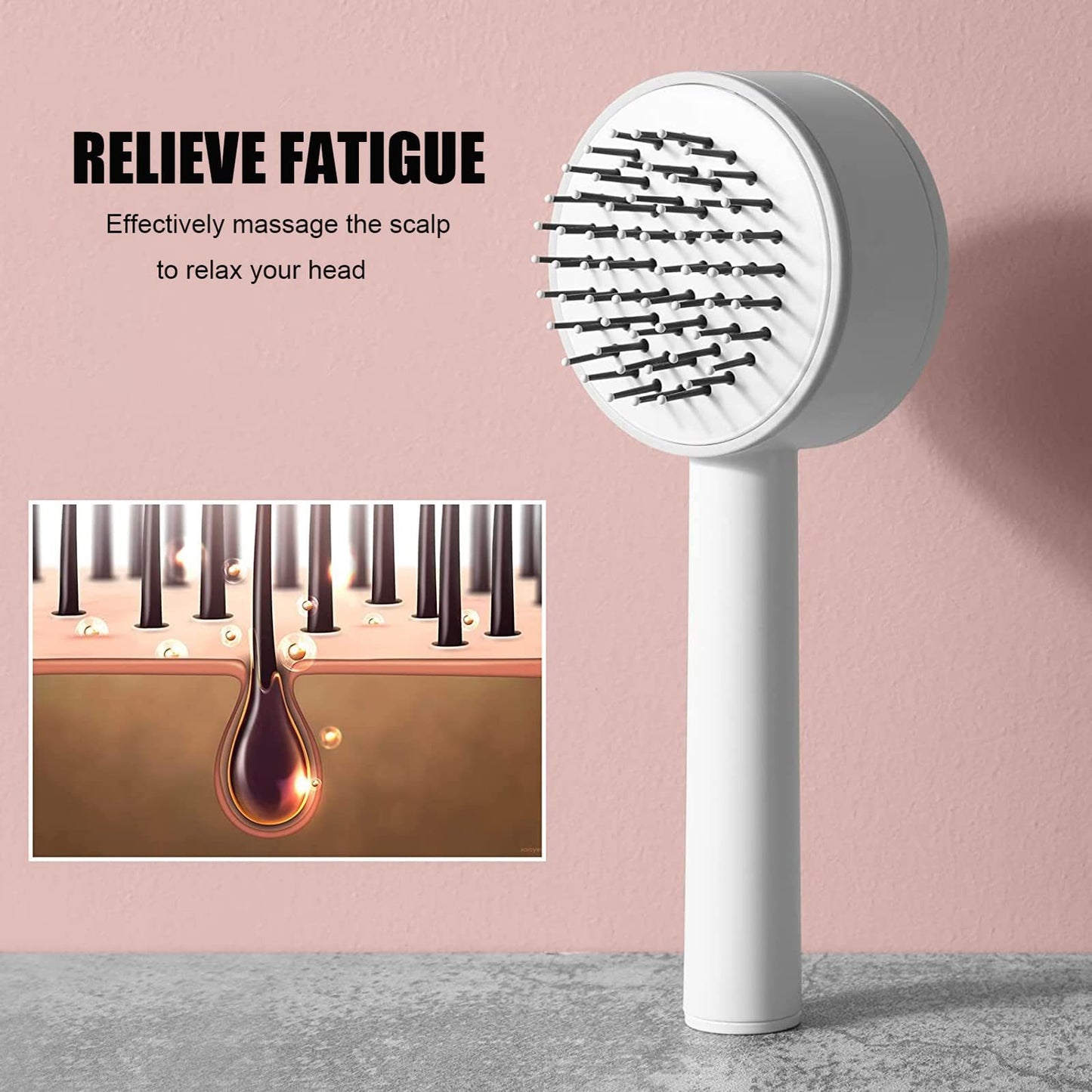 One-key Self-cleaning Hair Brush For Women Curly Hair Brush Anti-Static Airbag Massage Comb Airbag Massage Scalp Comb Professional Detangling One-key Self-cleaning