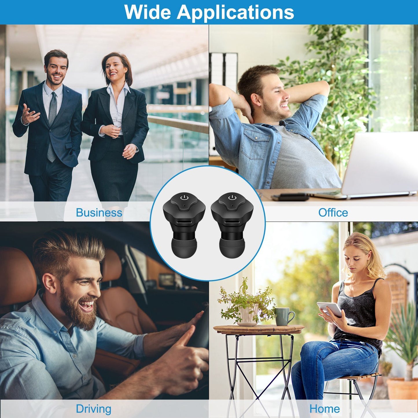 Wireless earbuds, Touch In-Ear Stereo Earphone Noise Canceling Earpieces, touch screen sports headset.  Raee Industries