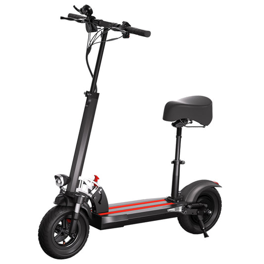 Raee Electric Scooter for Adults with Seat - Powerful 800W Motor, Speeds up to 28 Mph, and a Long-Range of 35 Miles. Features 10" Pneumatic Tires, Portable Folding Design, Ideal for Commuting, and Supports a Load of 350 LBS