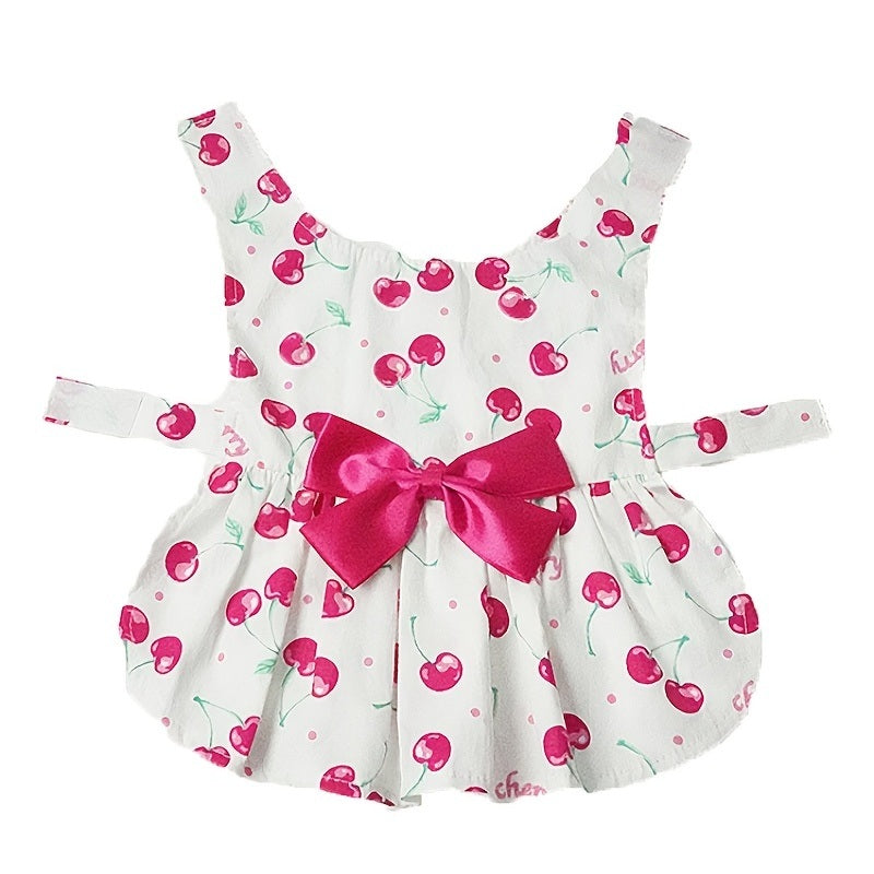 Summer Dog Dress; Pet Clothes With Bow Floral Pattern; Dog Skirt For Small & Medium Dogs