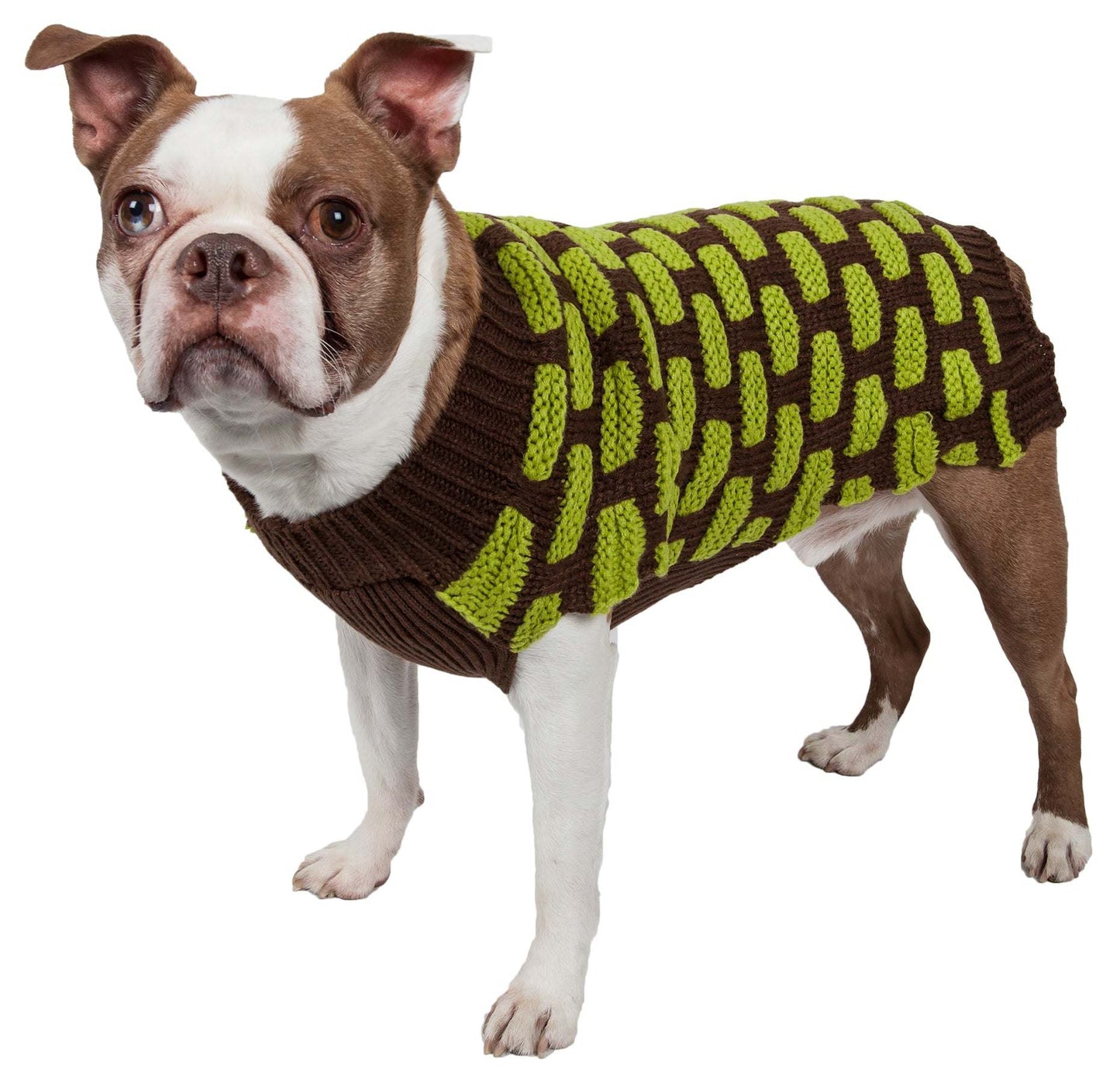 Fashion Weaved Heavy Knit Designer Ribbed Turtle Neck Dog Sweater