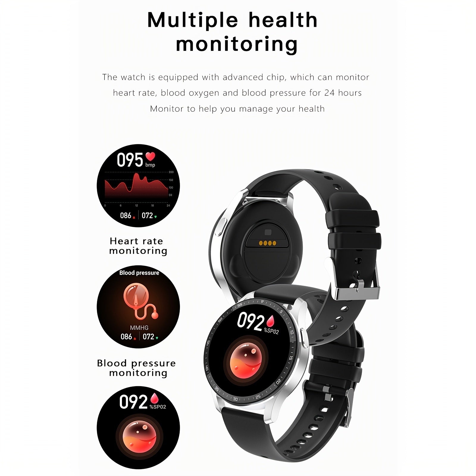 Fitness Tracker Bluetooth Heart Rate Blood Pressure Waterproof Smart sports and health Watch. Raee Industries