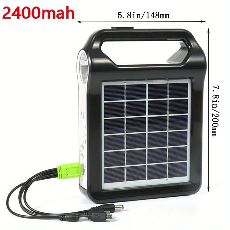 1pc Portable 6V Rechargeable Solar Panel Power Storage Generator System USB Charger With Lamp Lighting Home Solar Energy System Kit, 8*5.9in