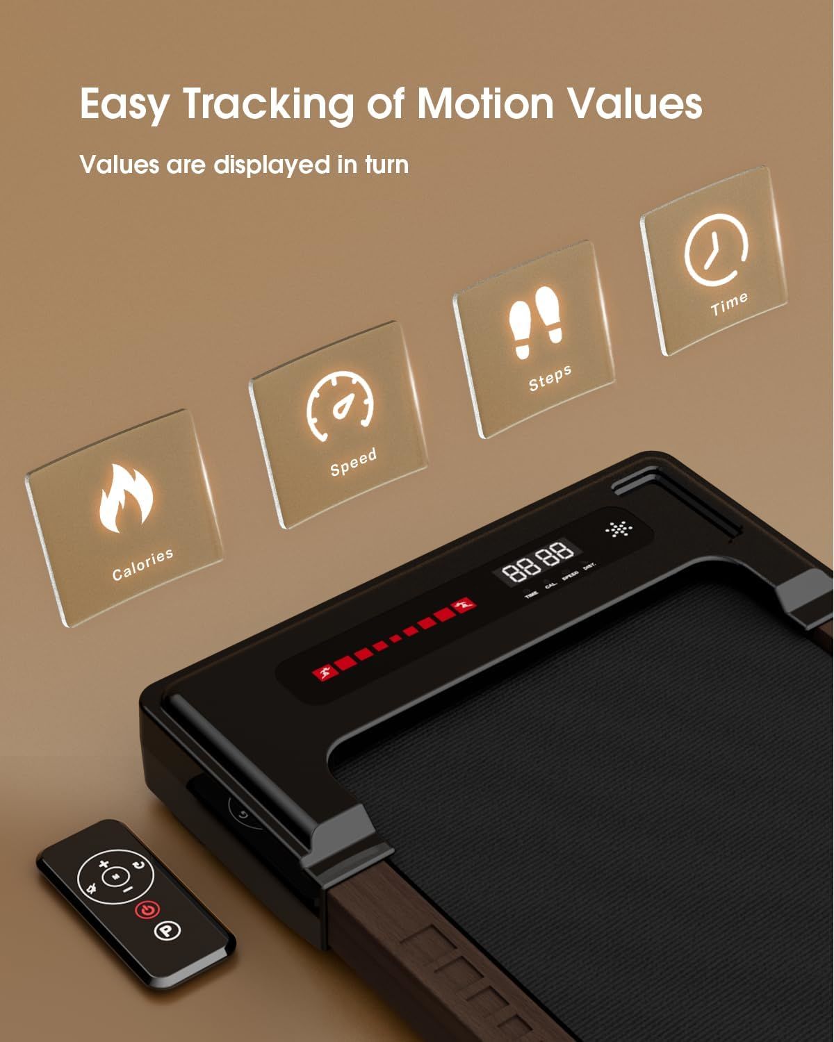 Wood Under Desk Treadmill, Walking Pad Treadmills for Home, Portable Treadmill with LED Display and Remote Control, Installation-Free Jogging Machine for Office and Apartment