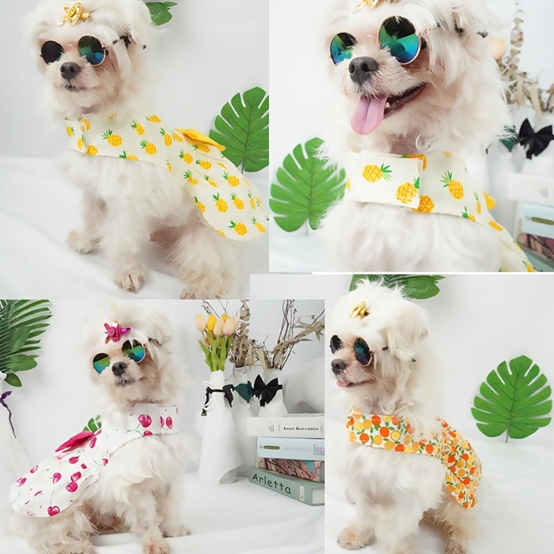 Summer Dog Dress; Pet Clothes With Bow Floral Pattern; Dog Skirt For Small & Medium Dogs