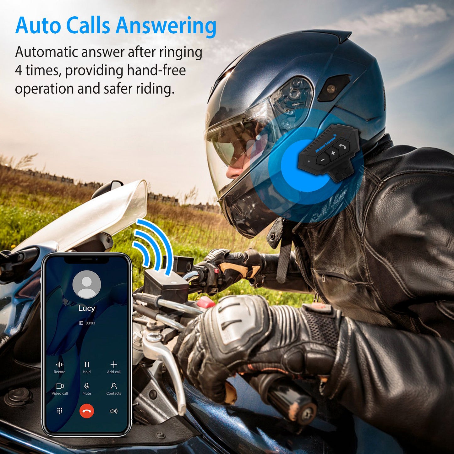 Wireless Headset Speaker Motorcycle Helmet Motorbike Headphone