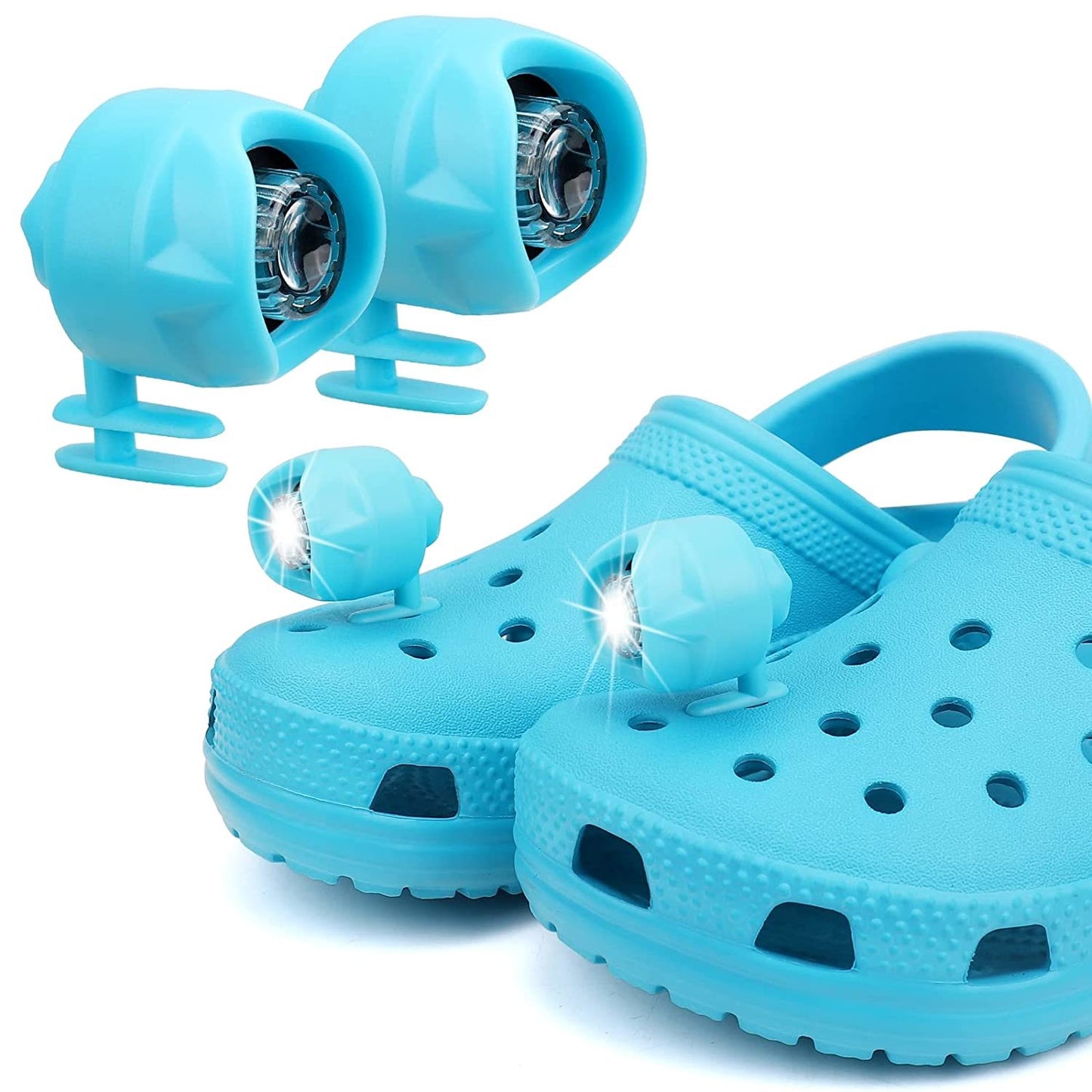 Headlights for croc;  2Pcs croc lights for shoes;  light up croc charms for Dog Walking;  Handy Camping; Waterproof; 3 Modes croc lights