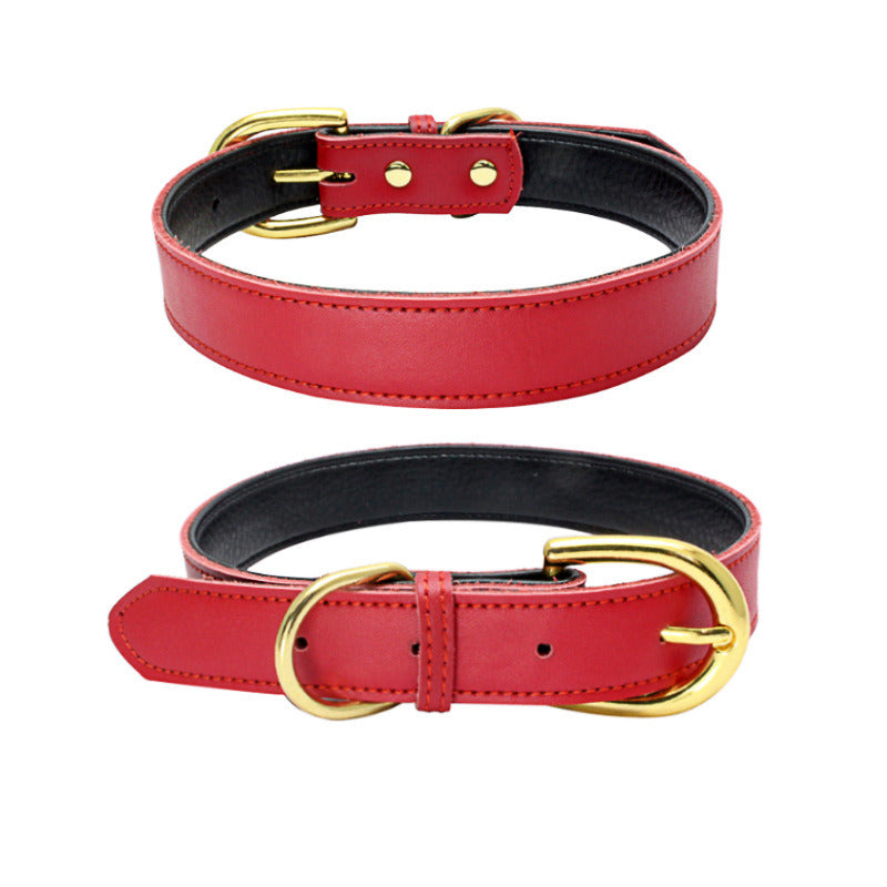 Genuine Leather Dog Collar; Wide Dog Collar; Soft Padded Breathable Adjustable Tactical Waterproof Pet Collar