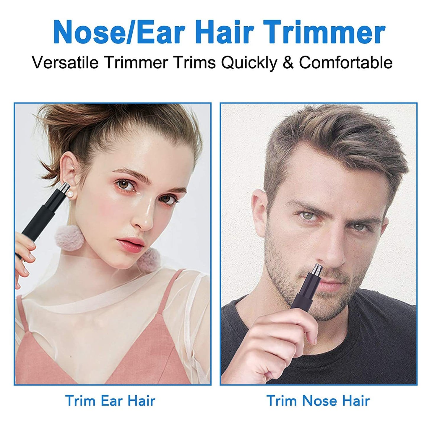 Ear and Nose Hair Trimmer for men and women-2020;  Professional nose hair trimmer with Stainless Steel Blad & IPX7 Waterproof System;  Facial Eyebrow and Nose Hair Remover.