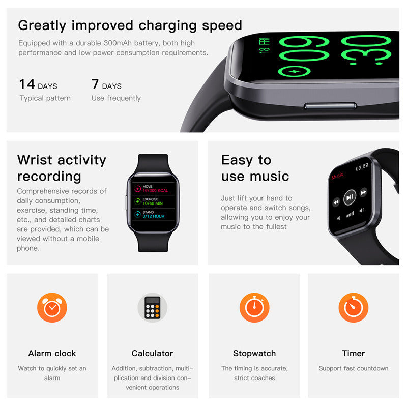 Fitness Tracker Bluetooth Heart Rate Blood Pressure Waterproof Smart sports and health Watch. Raee Industries