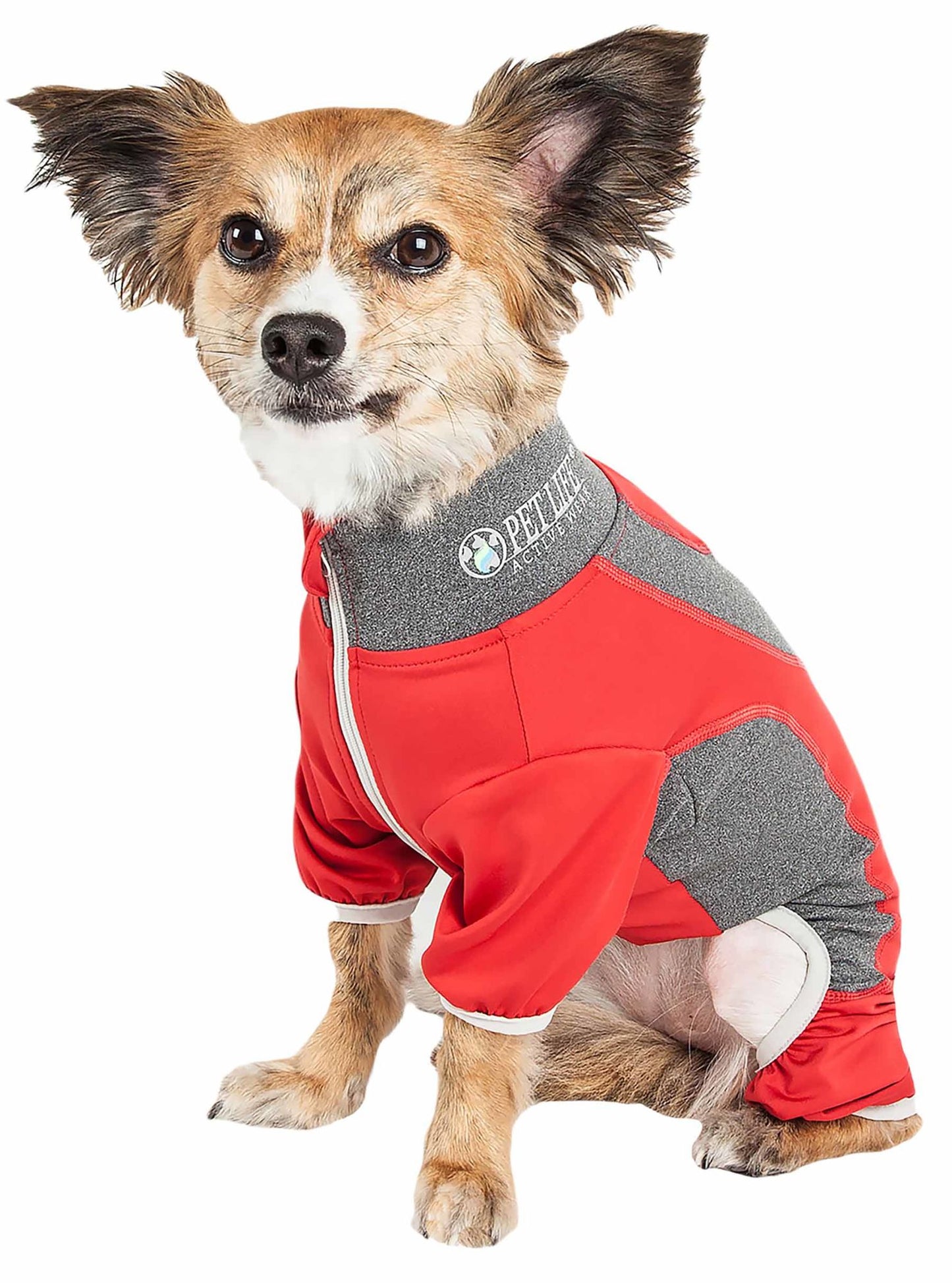 Pet Life Active 'Warm-Pup' Heathered Performance 4-Way Stretch Two-Toned Full Body Warm Up